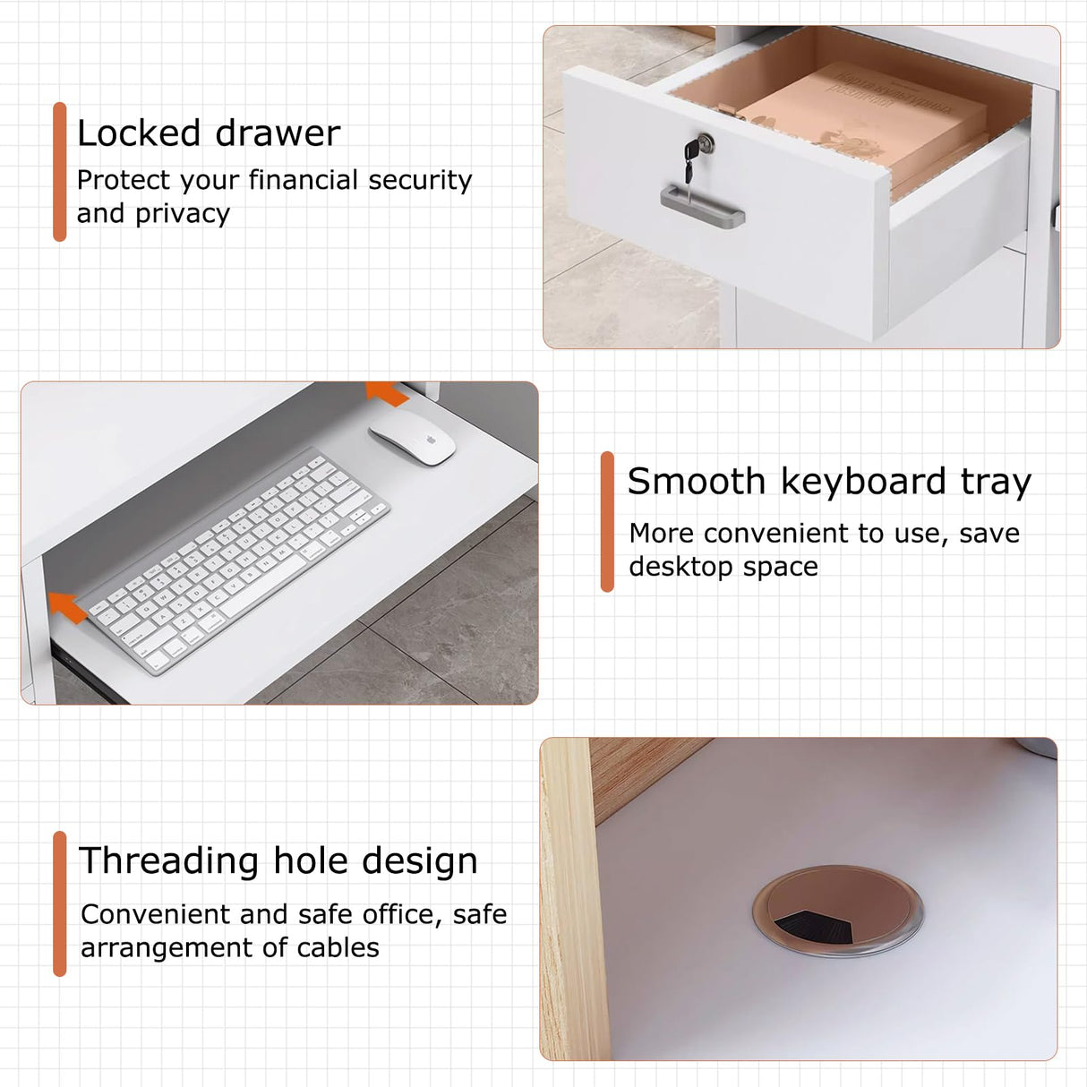 Reception Desk with Drawer Storage Lockers, 39-95 in Front Desk Reception Counter Table, Modern Checkout Counter for Salon, Offices, Hotel, Store, Retail Stores Reception Room Tables UxxStore