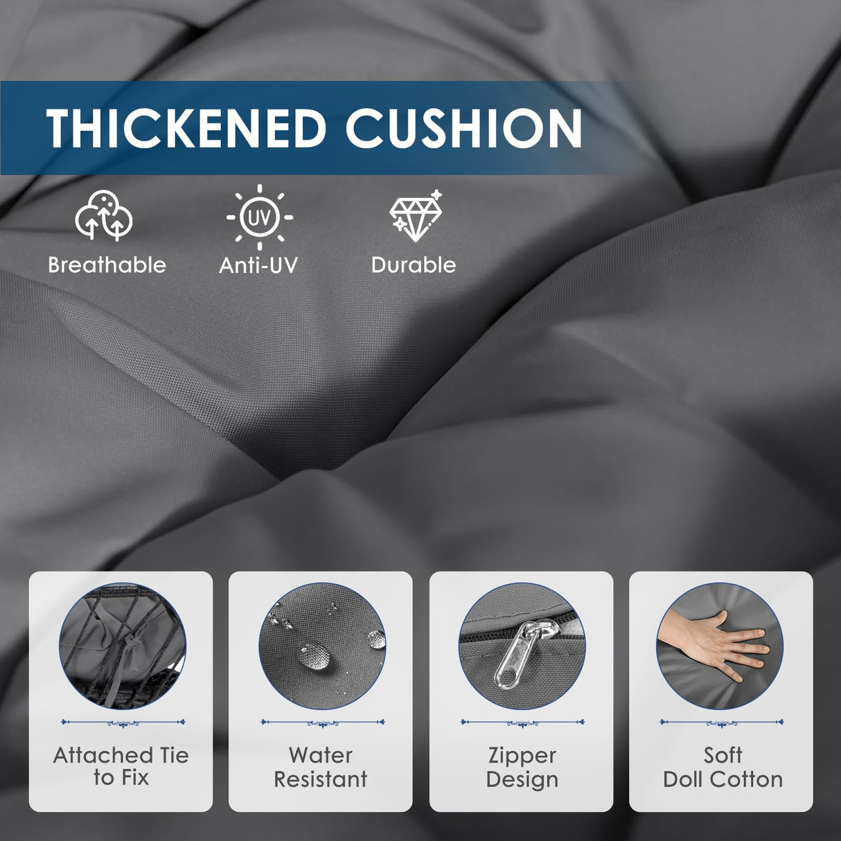 Nicesoul Patio Hanging Egg Chair No Stand, Foldable Ceiling Egg Basket Chairs Without Stand Indoor Outdoor, 350lbs Egg Shell Swing Hammock Chair with Cushion for Backyard, Balcony, Outside, Dark Grey NICESOUL