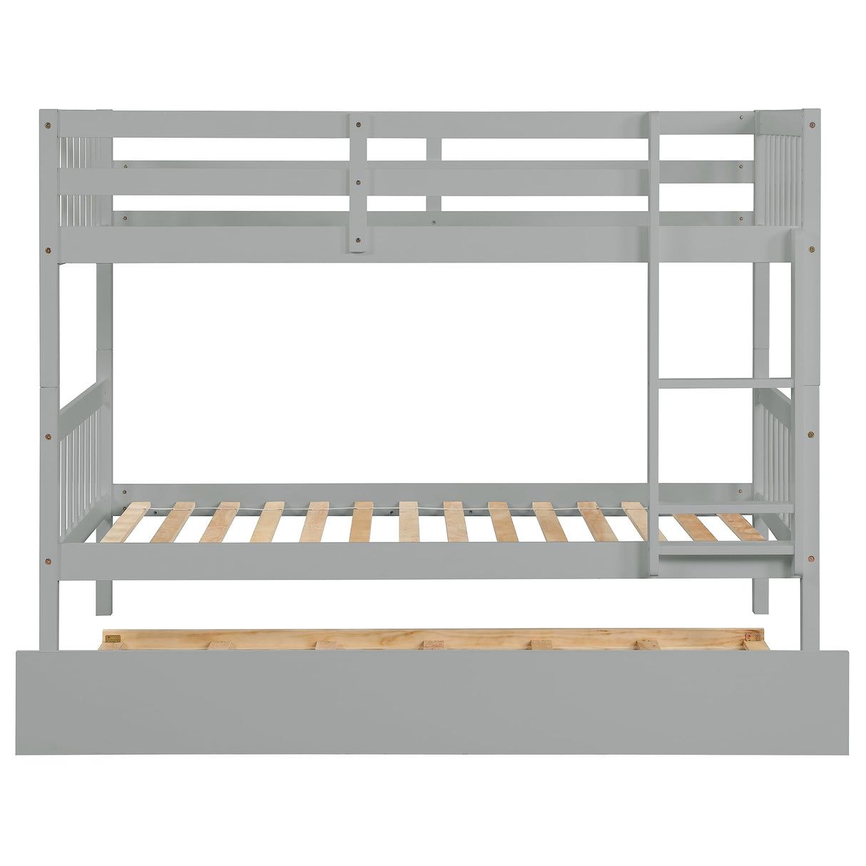 DNChuan Twin Over Twin Bunk Bed with Trundle,Triple Bunk Bed Convertible Into 3 Platform Beds,3-in-1 Beds with Headboard and Footboard,Wooden Frame for Kids Adults-Gray DNChuan