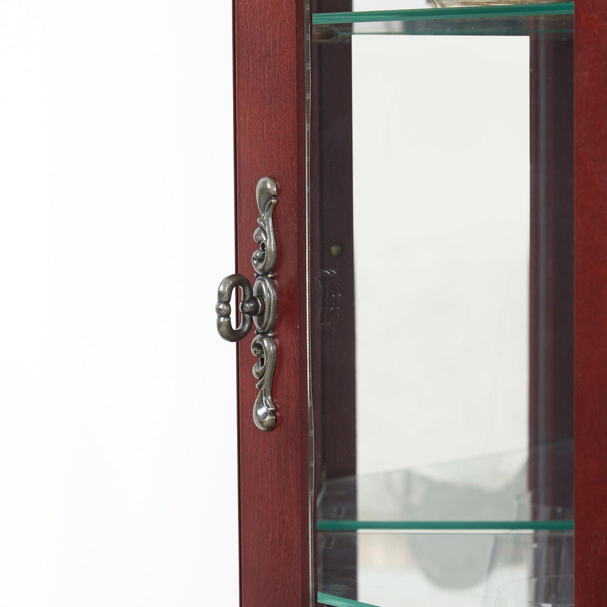 Lighted Display Cabinet,Glass Curio Display Cabinet with Adjustable Shelves & Mirrored Back,Storage Cabinet Wood Frame Collectibles Toy Display for Living Room, Kitchen, Pantry light bulb not included YiaFurio