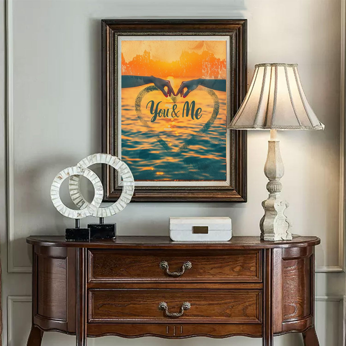 Beaudio Love Words Series Diamond Painting Kits for Adults- You and Me with Heart and The Touch of Two Fingertips - DIY Round Full Drill 5D Diamond Art for Home Wall Decor (11.8x15.7inch) Beaudio