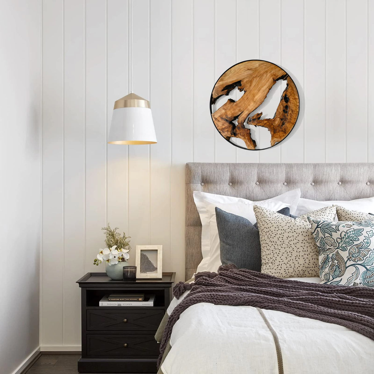 WELLAND Cedar Wood 16'' Wall decoration Ornaments, Hanging Decoration, irregular shape décor for Home, Living Room, Bedroom WELLAND