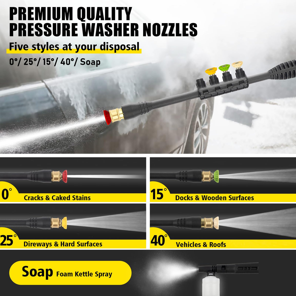 AcquaX Electric Pressure Washer, 4000 PSI 2.5 GPM Electric Power Washer with 4 Quick Connect Nozzles, 35FT Power Cord, 20FT Hose, Foam Cannon for Cars/Patios/Diverway/Fences AcquaX