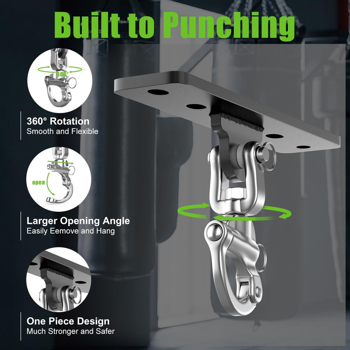 Eapele Punching Bag Hanger, Heavy Bag Ceiling Mount Holder for Hanging, 360° Swivel Boxing Bag Hanger for MMA Training, Muay Thai Bags, Heavy Duty Hook for Aerial Yoga, Porch Swings, Hammock Chairs Eapele