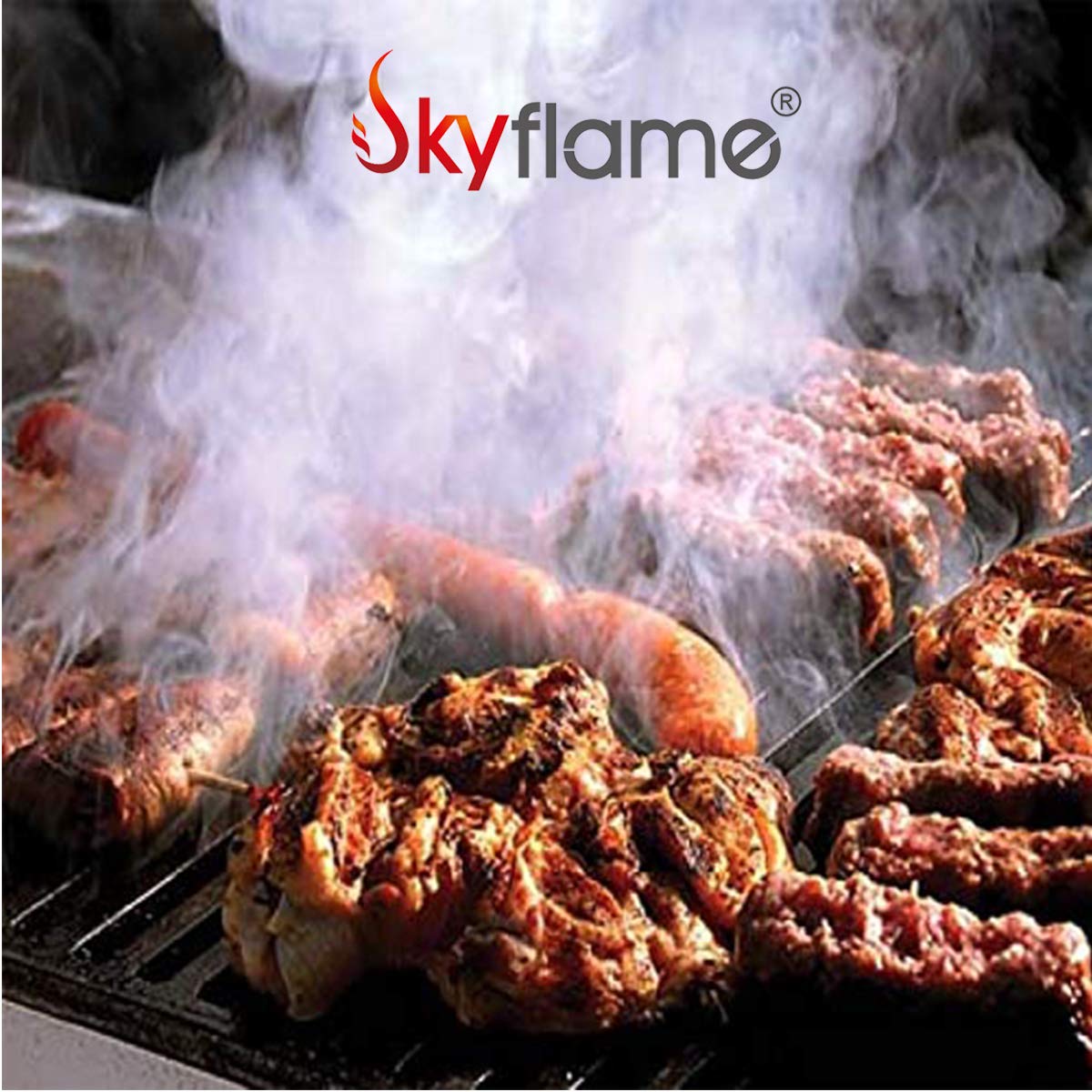 Skyflame Wood Chip Smoker Box, Stainless Steel Double V-shape BBQ Smoke Box with Hinged Lid for Charcoal & Propane Gas Grill, 12.5"(L) x 3.3"(W) x 2.5"(H), U.S. Design Patent Skyflame