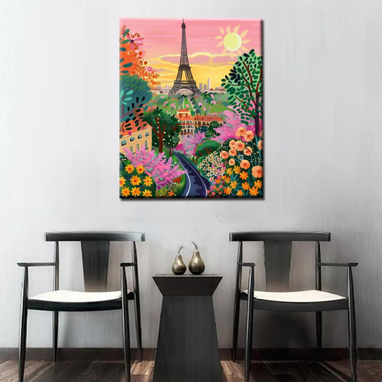 Paris Paint by Number Eiffel Tower Landscape City Scenery DIY Painting On Canvas with Brushes Acrylic Paints Perfect for Paint by Numbers for Adults and Students Beginner 16x20 Inch(without Frame) Tucocoo