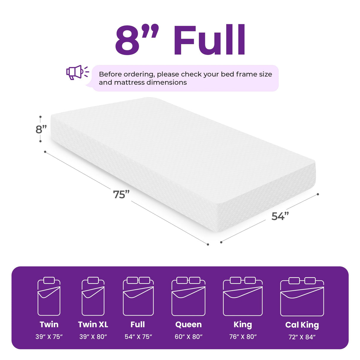 GAESTE 8 Inch Full Cooling Gel Memory Foam Mattress for Cool Sleep Medium Firm CertiPUR-US Certified Mattress in a Box Pressure Relief Removable Cover No Fiberglass (Full, 8 in) GAESTE