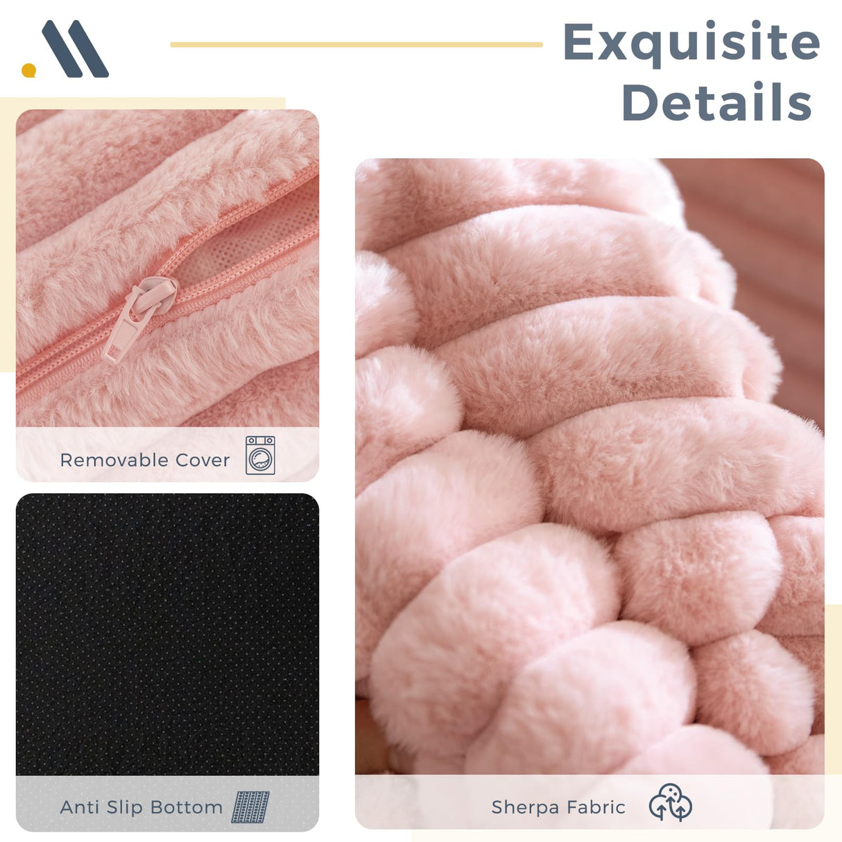 MAXYOYO Bean Bag Chair, Two-Seat Bean Bag Sofa with Pillows and Armrests for Adults, Upholstered Loveseat Floor Sofa Couch Fluffy Chair Bean Bag Couch for Bedroom Living Room, Pink MAXYOYO