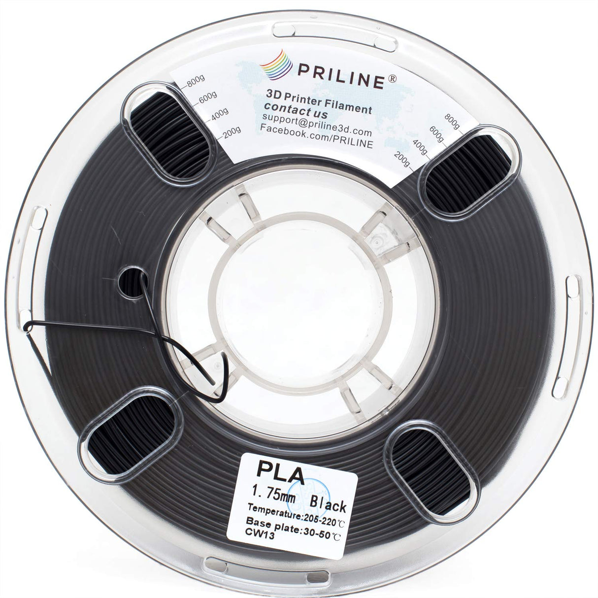 PRILINE PLA Filament 1.75mm, PRILINE PLA 3D Printer Filament, 1kg Spool (2.2lbs) 3D Printing Filament Fits for Most 3D Printers, Dimensional Accuracy +/- 0.02mm,Black PRILINE