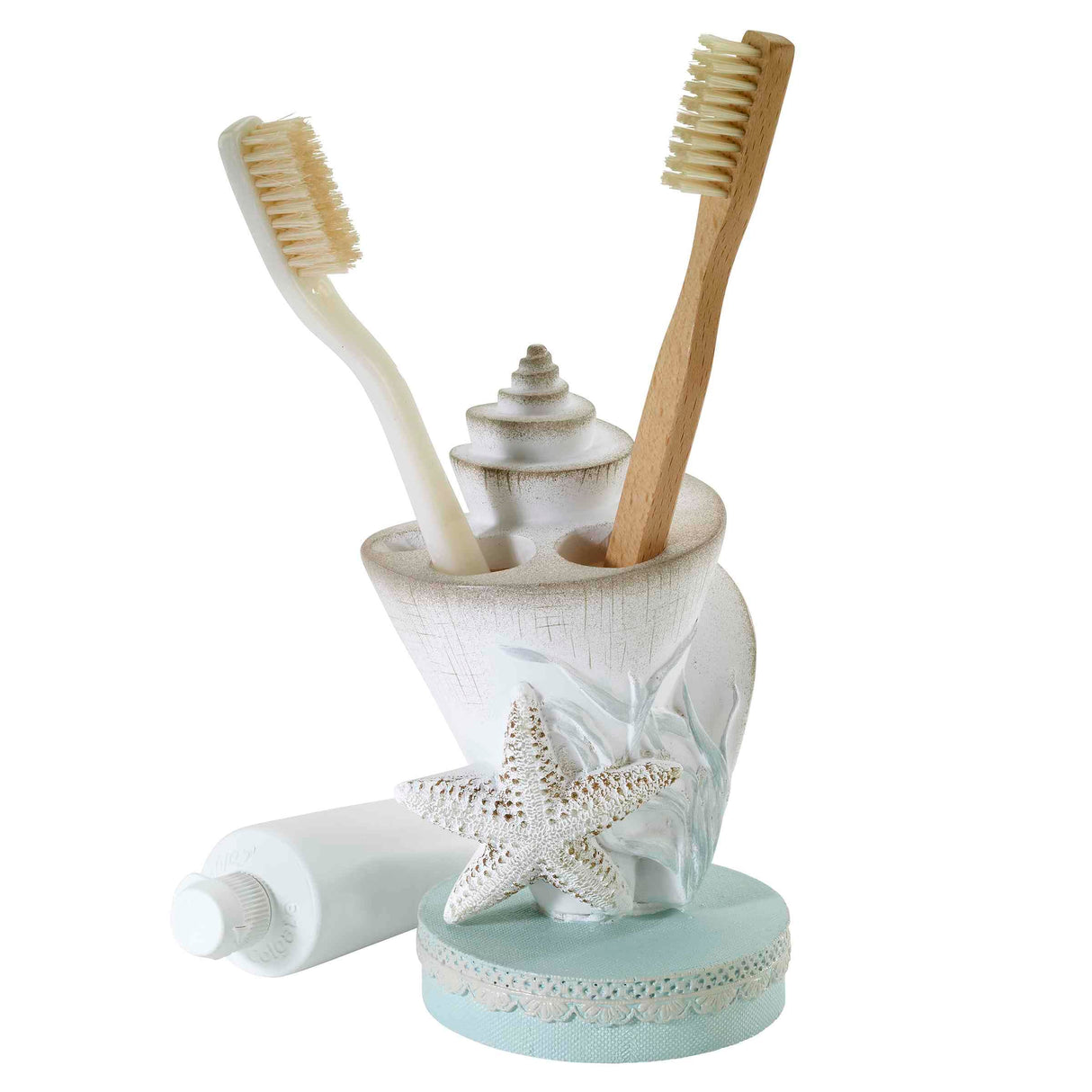 Avanti Linens - Toothbrush Holder, Countertop Essentials, Farmhouse Chic Bathroom Decor (Farmhouse Shell Collection) Avanti Linens
