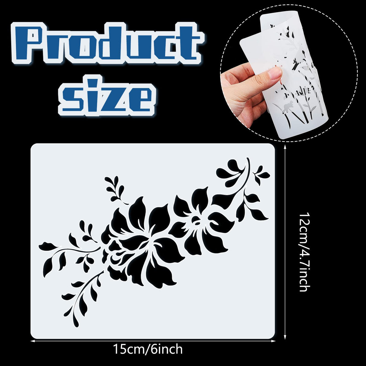 Marspark 20 Pieces Wildflower Stencils for Painting Template Flower Wall Stencils Reusable Spring Templates PET DIY Drawing for Painting on Wood Wall(Rectangular Style) Marspark