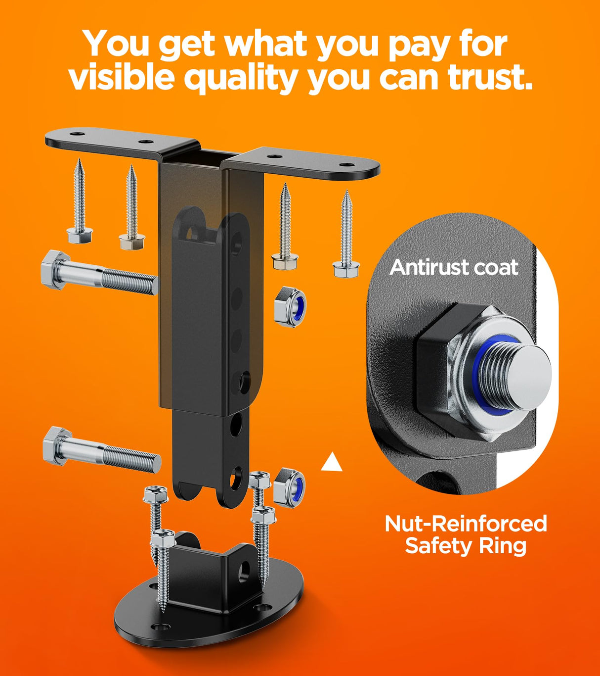 3 Pack Heavy Duty Pergola Brackets RISHTEN Adjustable Pergola Roof Riser Beam Bracket for Roof Mount Pergola Patio Cover, Pergola Brackets Kit Black RISHTEN