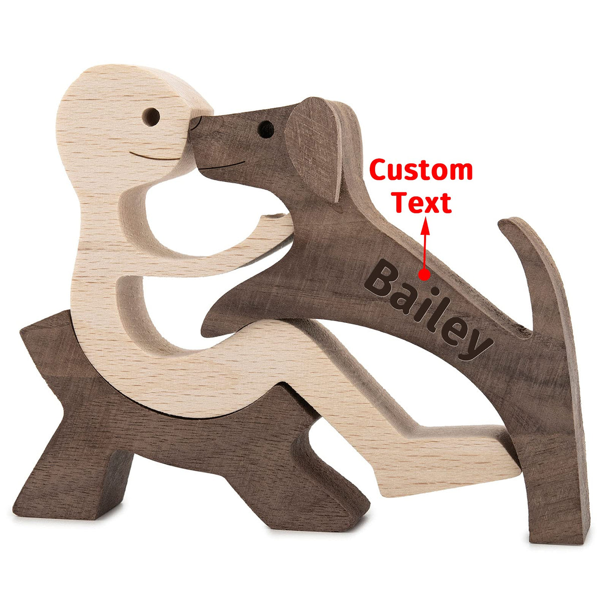 ISHINE Personalized Dog Figurines, Unique Handmade Wooden Sculpture Dog and Man, Gift for Boy Father Husband, Wood Decor Natural ECO Friendly ISHINE