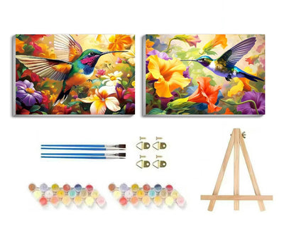 uuxsretaio 2 Pack Paint by Numbers Kits for Adults, Hummingbird Adults Paint by Number Kits with Framed, DIY Acrylic Easy Oil Painting Arts and Crafts for Home Wall Decor (8X12 Inch)