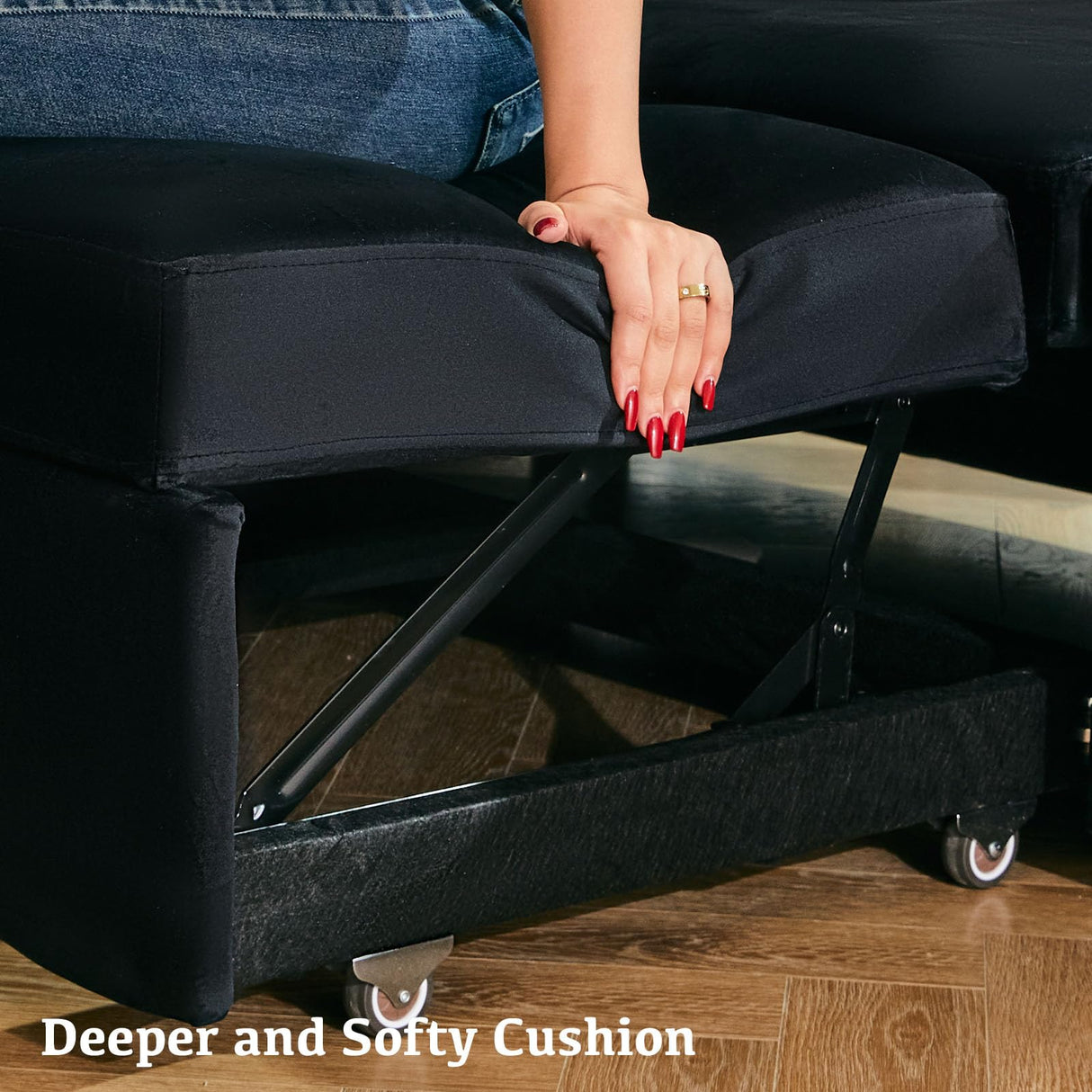 Belffin Modular Sectional Sleeper Sofa with Pull Out Couch, L Shaped Sleeper Pull Out Bed, Convertible Sectional Couches for Living Room, Black Belffin