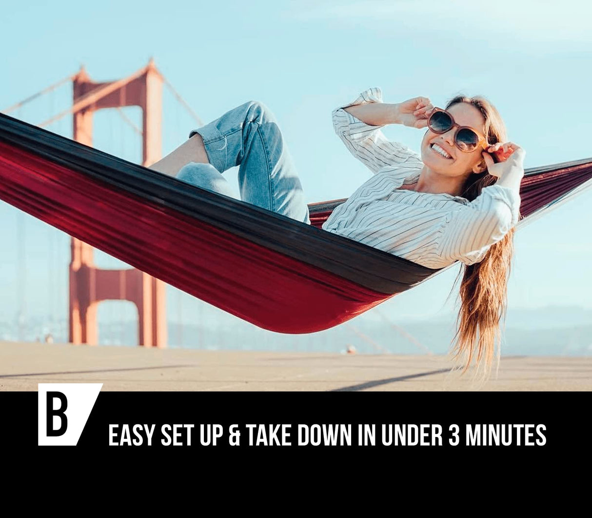 Bear Butt #1 Double Hammock, A Start Up Company Gear at Half The Cost of The Other Guys, Touquoise/Dark Blue/Coral Bear Butt