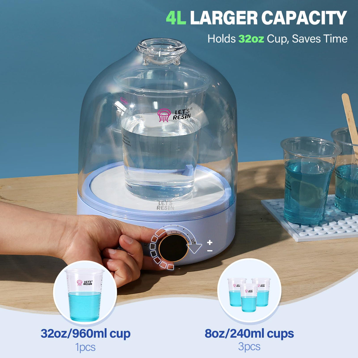 LET’S Resin Upgraded Resin Bubble Remover, Eliminate 99% Bubble in 5-9 Minutes, 99Kpa with Digital Display,Bigger Capacity, Auto Vent, Timer for Epoxy Resin Casting, Resin Art Crafts, Jewelry Making LET'S RESIN