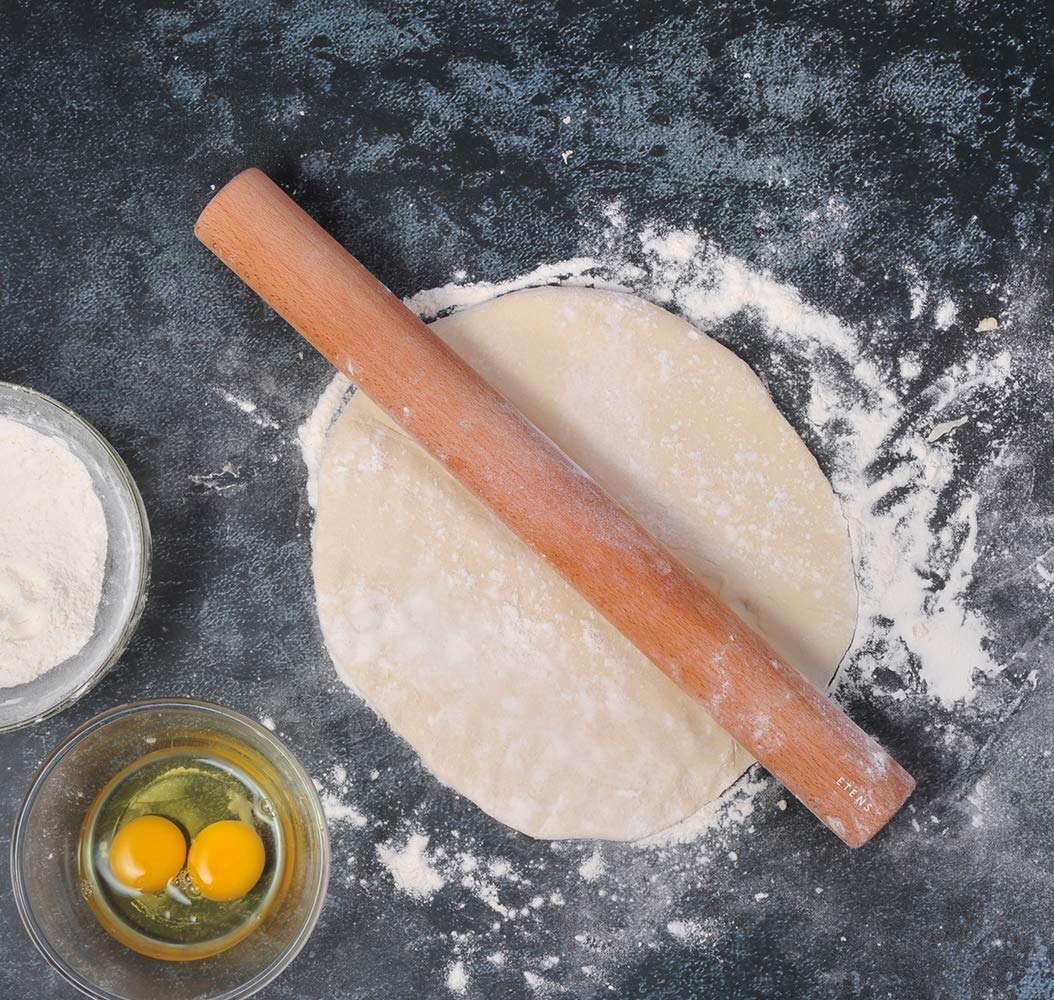 Etens Rolling Pin 17.3Inch, Professional Dowel Wood Rolling Pins for Baking Pasta Pizza Pie and Cookie, Wooden Dough Roller Pin (Straight Style, Large 1.73 Inch Diameter) Etens
