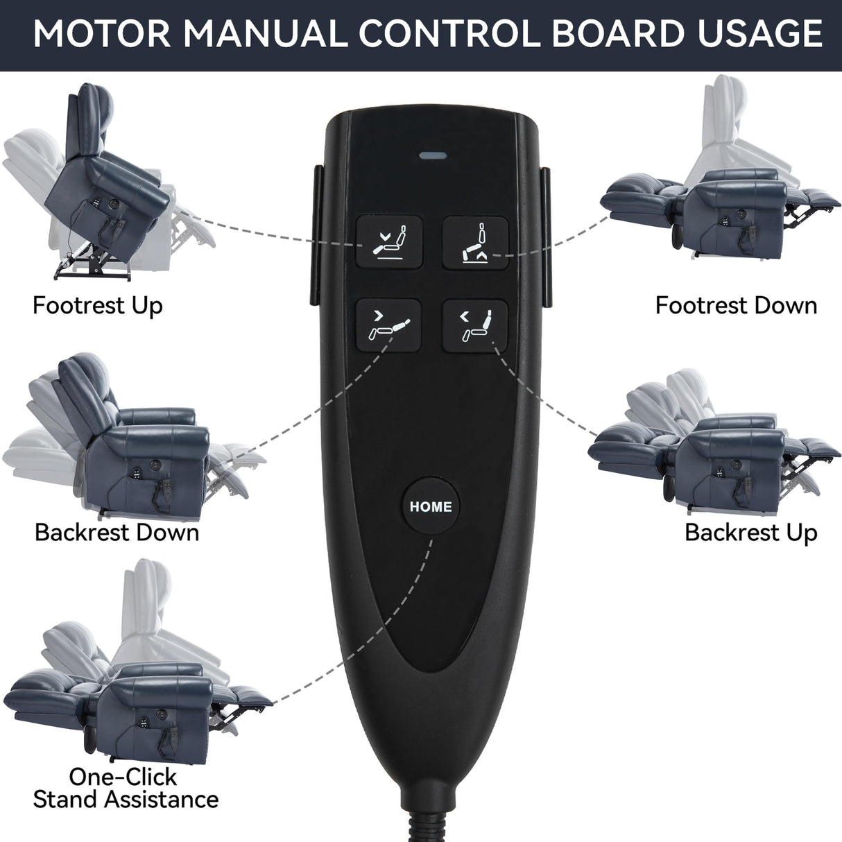 Dual Motor Power Lift Chair, Lay Flat Recliner Chair, Electric Recliner with Massage and Heat for Elderly, Remote Control, Infinite Position, Standing Assistance, USB Ports (Blue, Genuine Leather) Trustyue