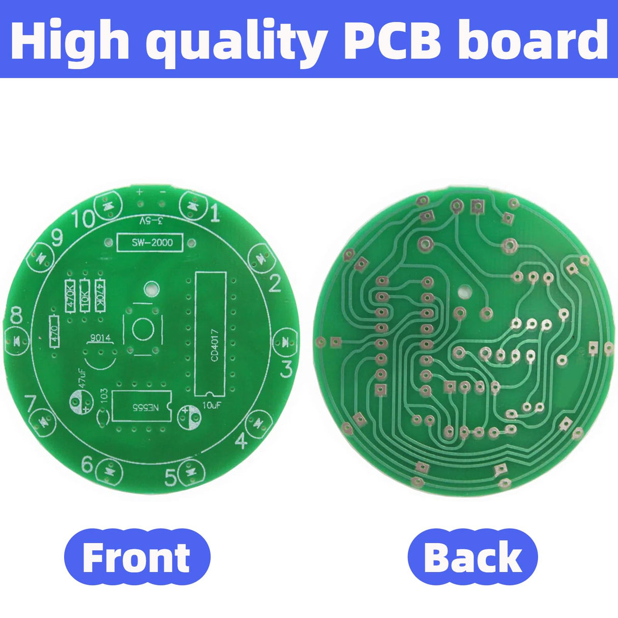 EGSCST 2PCS Soldering Practice Kit CD4017 NE555 DIY Lucky Wheel LED Light Circuit Board Solder Project for Electronics Beginners to Learn and Training EGSCST