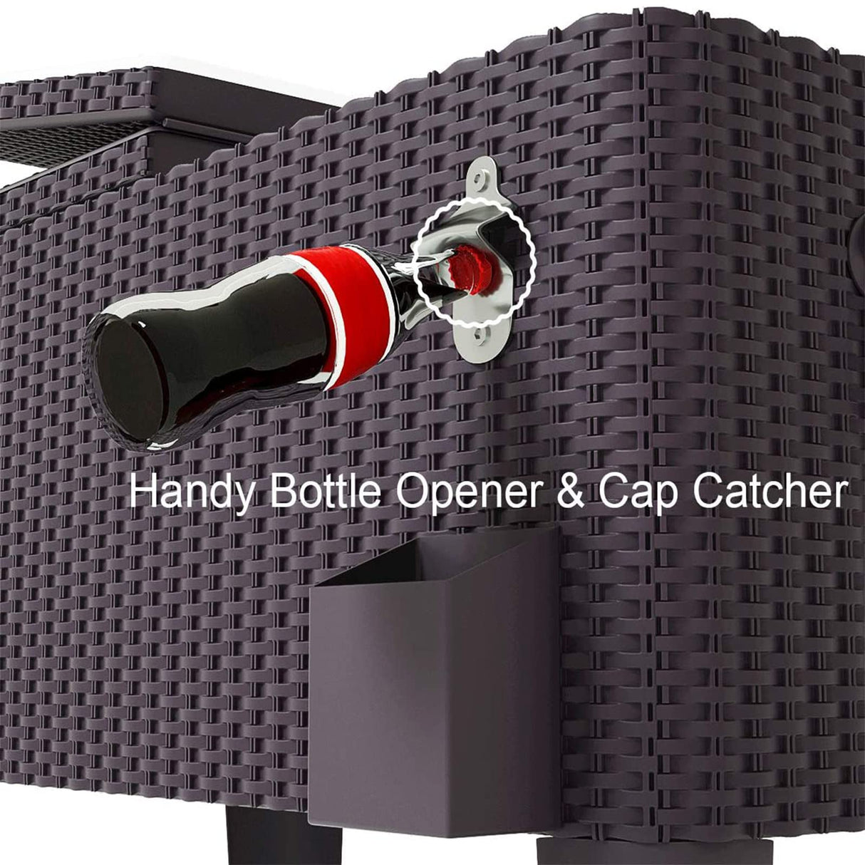 Giantex 80 Quart Rattan Rolling Cooler Cart Outdoor Patio Portable Party Drink Beverage Bar Cold Beach Chest Cart on Wheels, Brown Wicker, 32.7''(L) X18.9''(W) X43.3''(H) Giantex