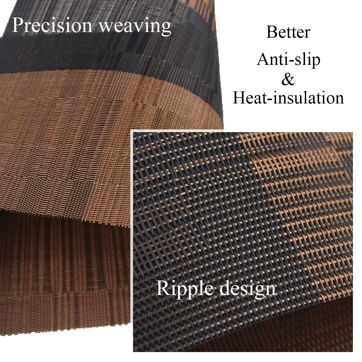 PIGCHCY Placemats,Durable Placemats for Dining Table,Washable Woven Vinyl Kitchen Placemats Set of 4 (Brown) PIGCHCY
