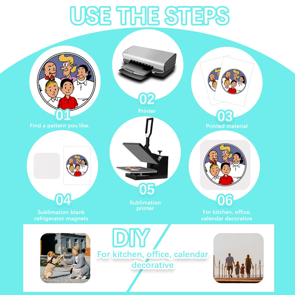 Sublimation Blank Refrigerator Magnets for Kitchen Office Calendar Decorative Square Fridge Magnet Popular Home Wall Decor DIY Decorative Magnets(32 Pieces,5 x 5 x 0.4 cm) Frienda