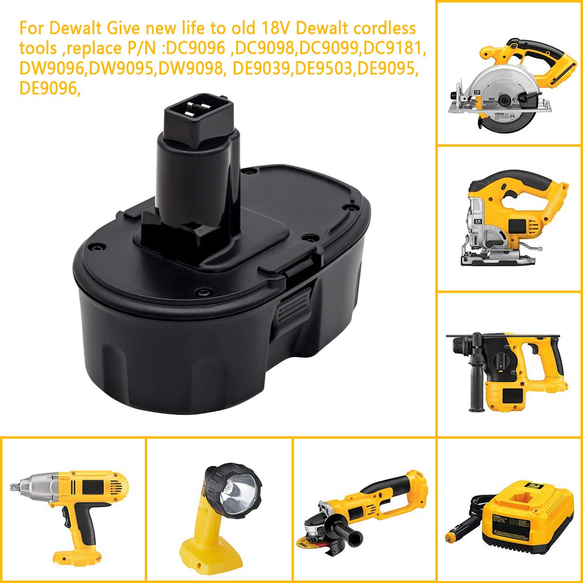 Akkopower 18V Replacement Battery for DeWalt: 2 Pack 5.0Ah 18 Volt XRP Batteries for DC9096 DC9098 DE9098 DE9096 DE9098 DW9096 Cordless Power Tools Akkopower