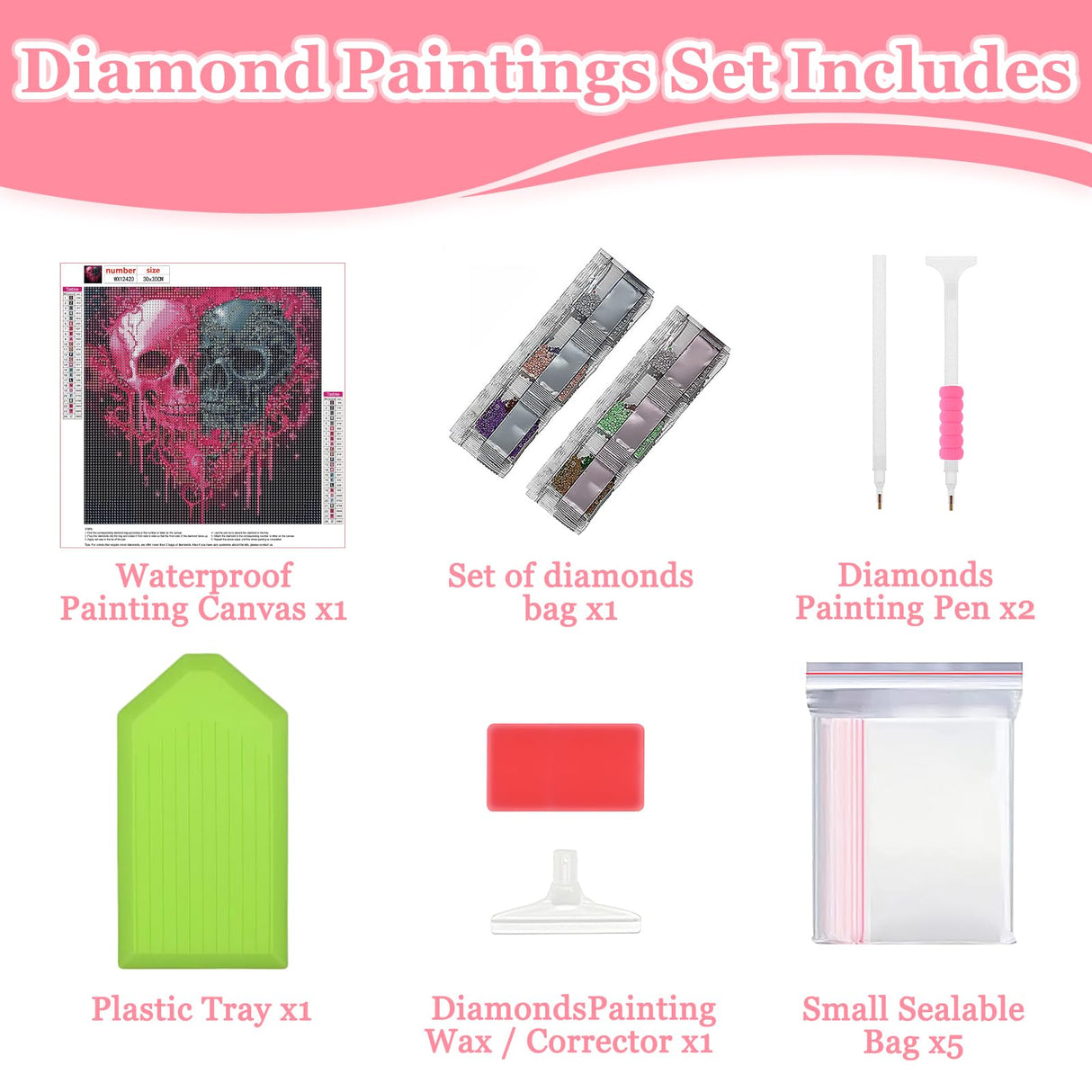 MAXBYE Halloween Diamonds Art Kits for Adults, 5D Skull Love Heart Diamond Painting Kits for Beginnert, DIY Full Drill Diamond Art for Home Wall Decor and Gift 12x12in MAXBYE