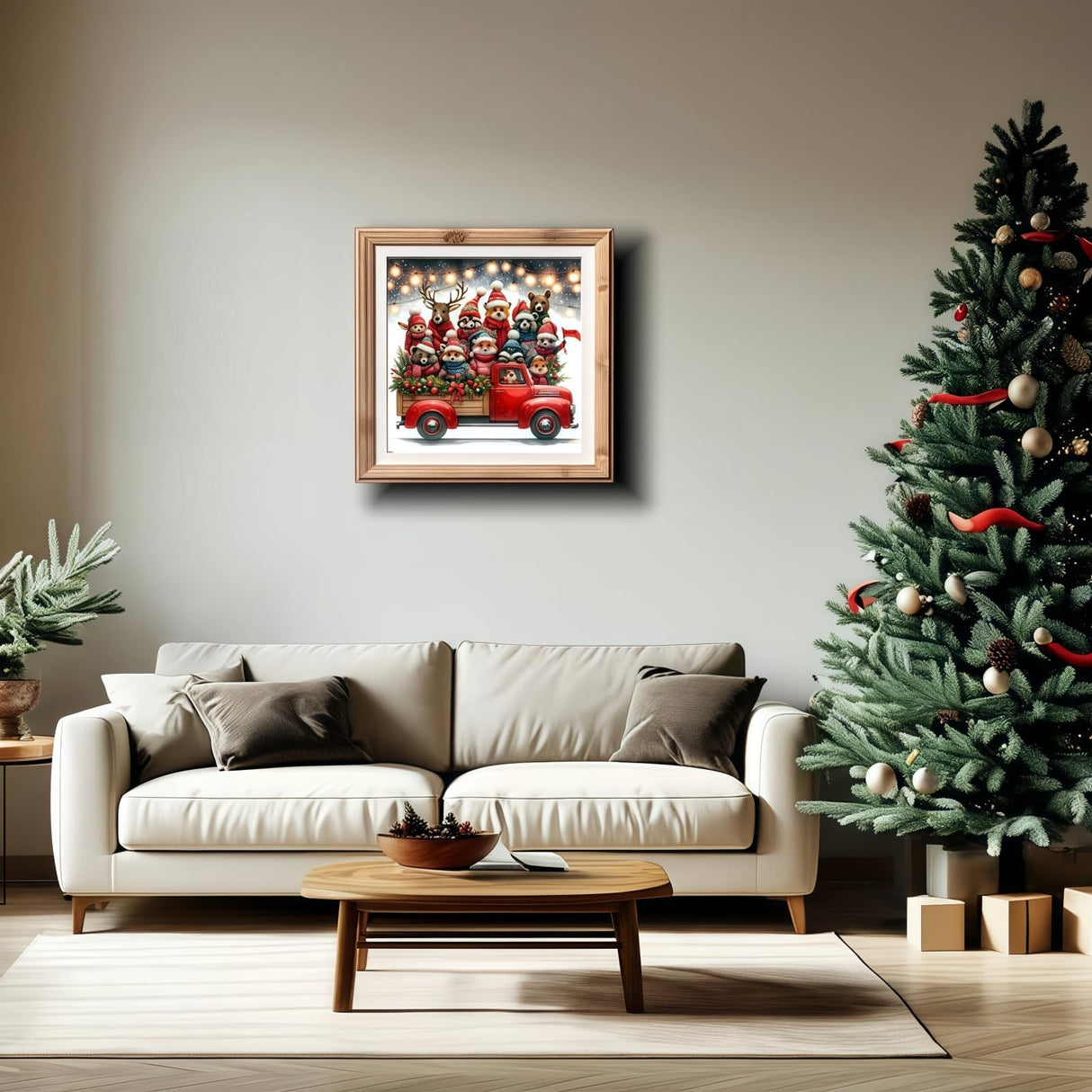 JYXSJYYD 5D DIY Christmas Diamond Art Kits for Adults,Truck Animals Diamond Paintings Kits for Beginners,Paint by Diamonds Dot Full Drill Gem Art Crafts,Home Wall Decoration 13.8x13.8 Inches. JYXSJYYD