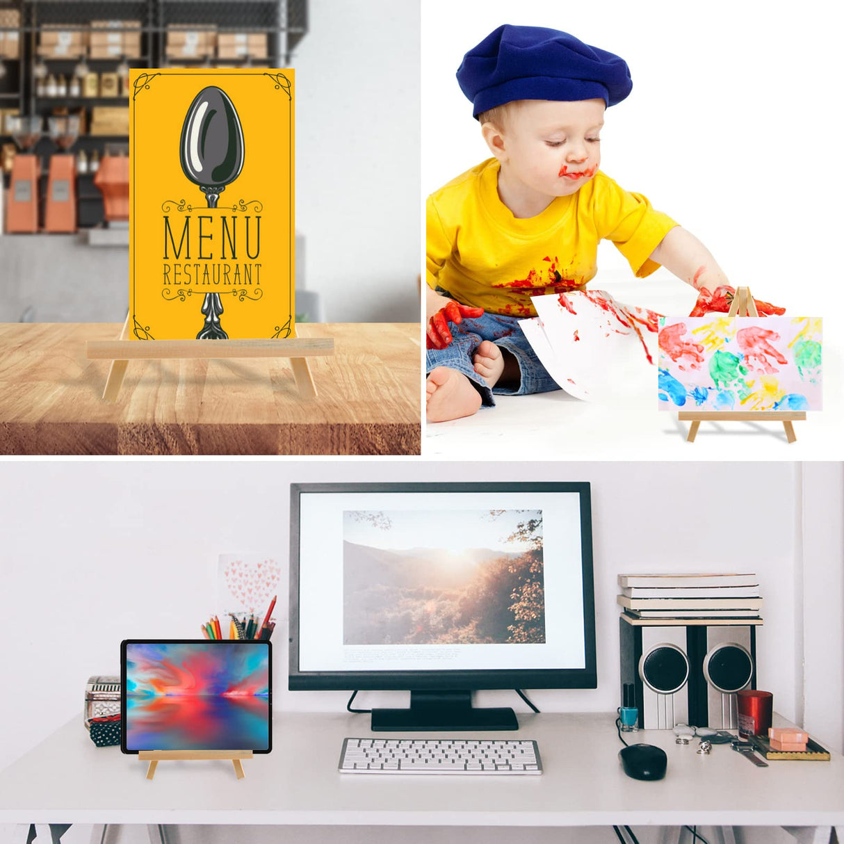 12PCS Wood Easels, 9 Inches Tabletop Easels, Art Craft Painting Easel Stand for Artist Adults Students HXSEMAYIG