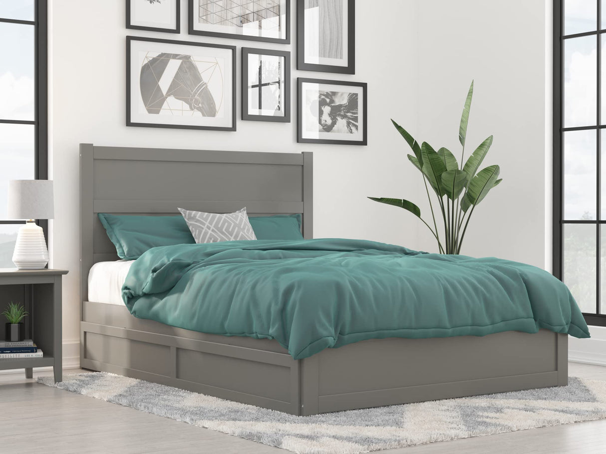 AFI NoHo Queen Platform Bed with Footboard & Twin XL Trundle in Grey AFI