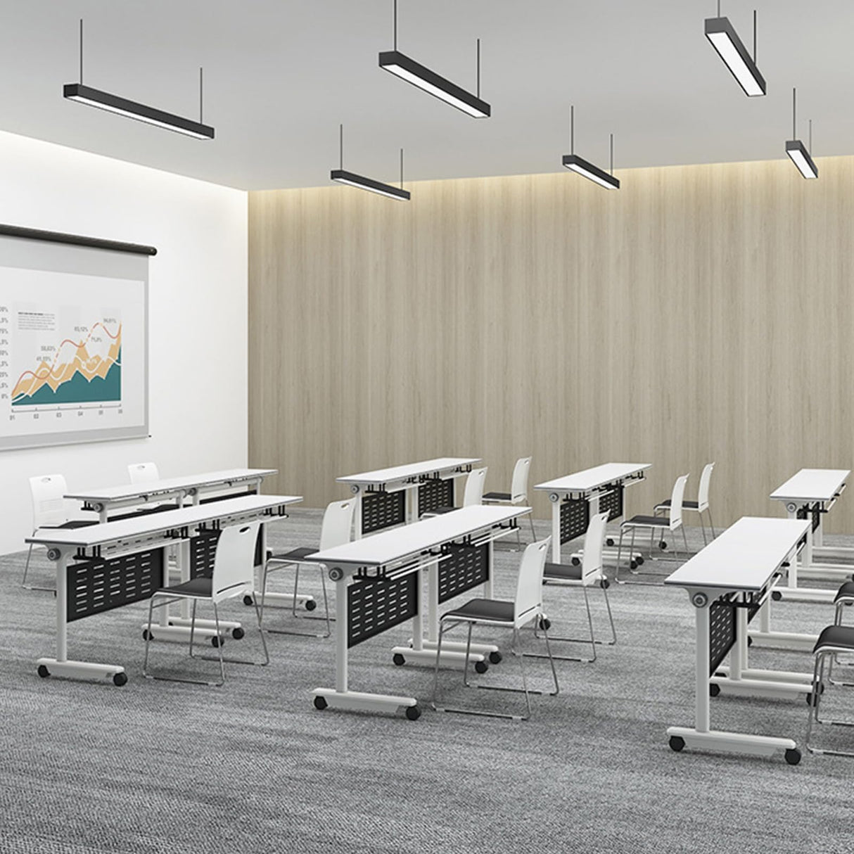 4 Pack Folding Conference Table,Flip Top Mobile Training Table with Fixable Casters and Baffle Plate,Fold Up Meeting Table for Office,Meeting Room,Classroom (140 * 60 * 75cm) Generic