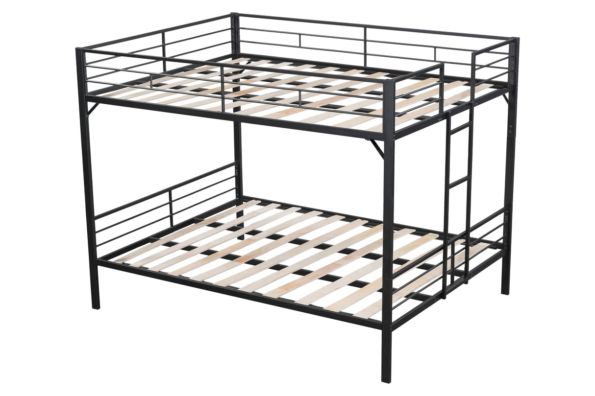 PVWIIK King Over King Bunk Bed with Side Ladder for Kids,Adult,Teenagers,Heavy Duty Metal Bunk Bed w/Full Length Guardrail for Dorm,Bedroom,Guest Room,No Box Spring Needed,Black PVWIIK