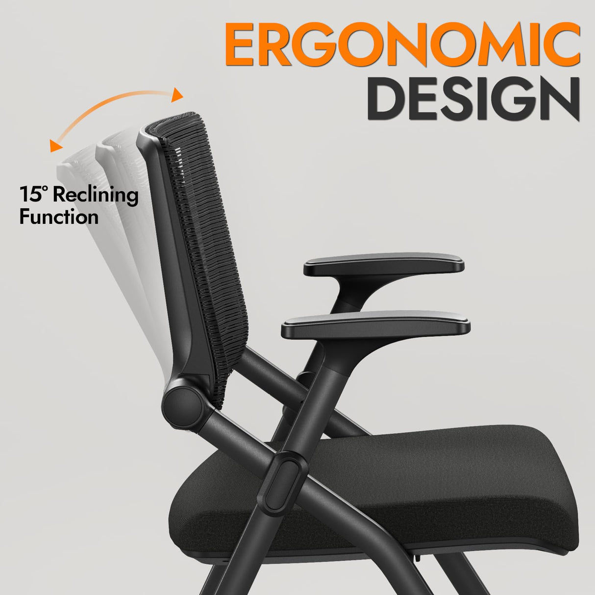 FYLICA Foldable Office Chair Set of 2 with PU Wheels Ergonomic Mesh Bouncing Back, Stackable Conference Room Chair, Office Guest & Reception & Meeting Chair (Black) FYLICA