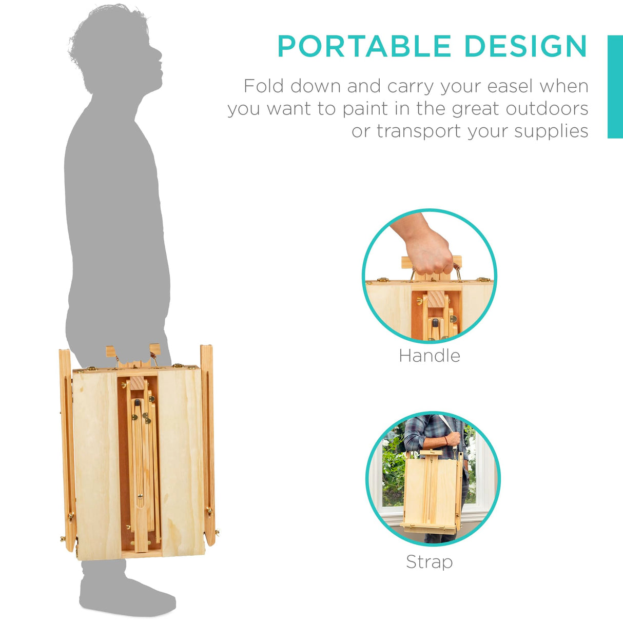 Best Choice Products French Easel, 32pc Beginners Kit Portable Wooden Folding Adjustable Sketch Box Artist Tripod for Painting, Drawing w/Acrylic Paints, Brushes, Canvases, Palettes - Natural Best Choice Products