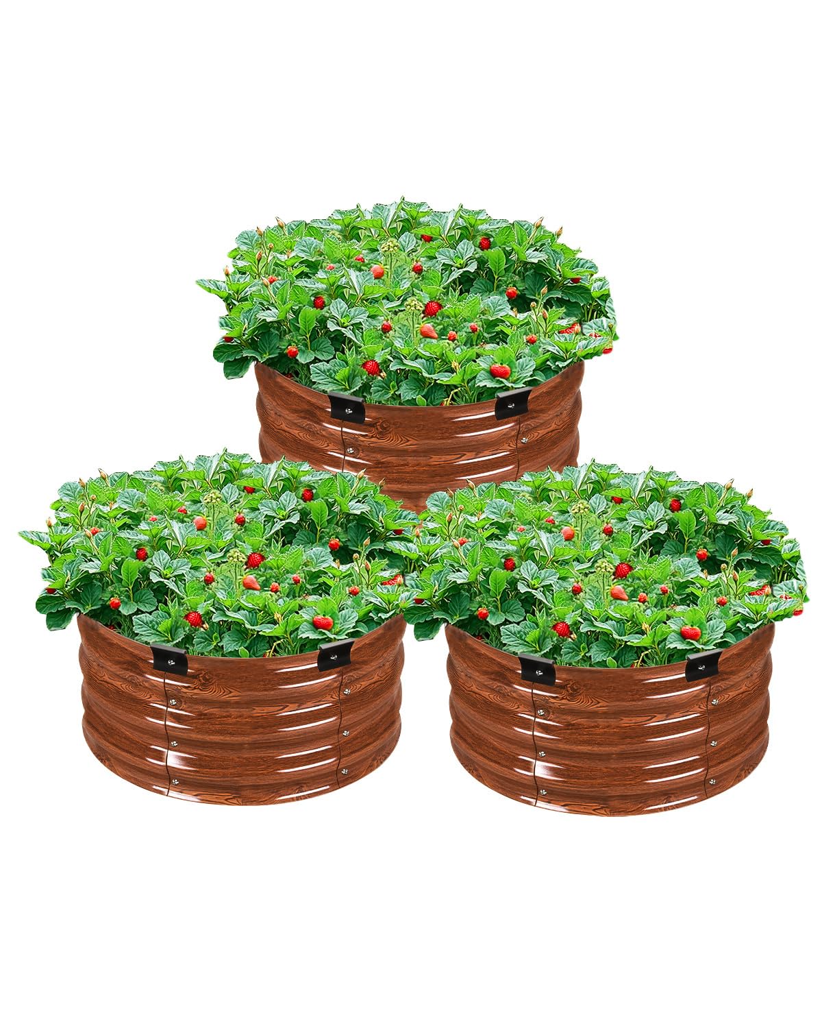 VEVOR 3 Pcs 2x2x1ft Round Galvanized Raised Garden Bed Kit, Outdoor Metal Raised Beds for Gardening Vegetables, Easy Assembly Garden Planter Box for Flowers Fruits with Open Base VEVOR