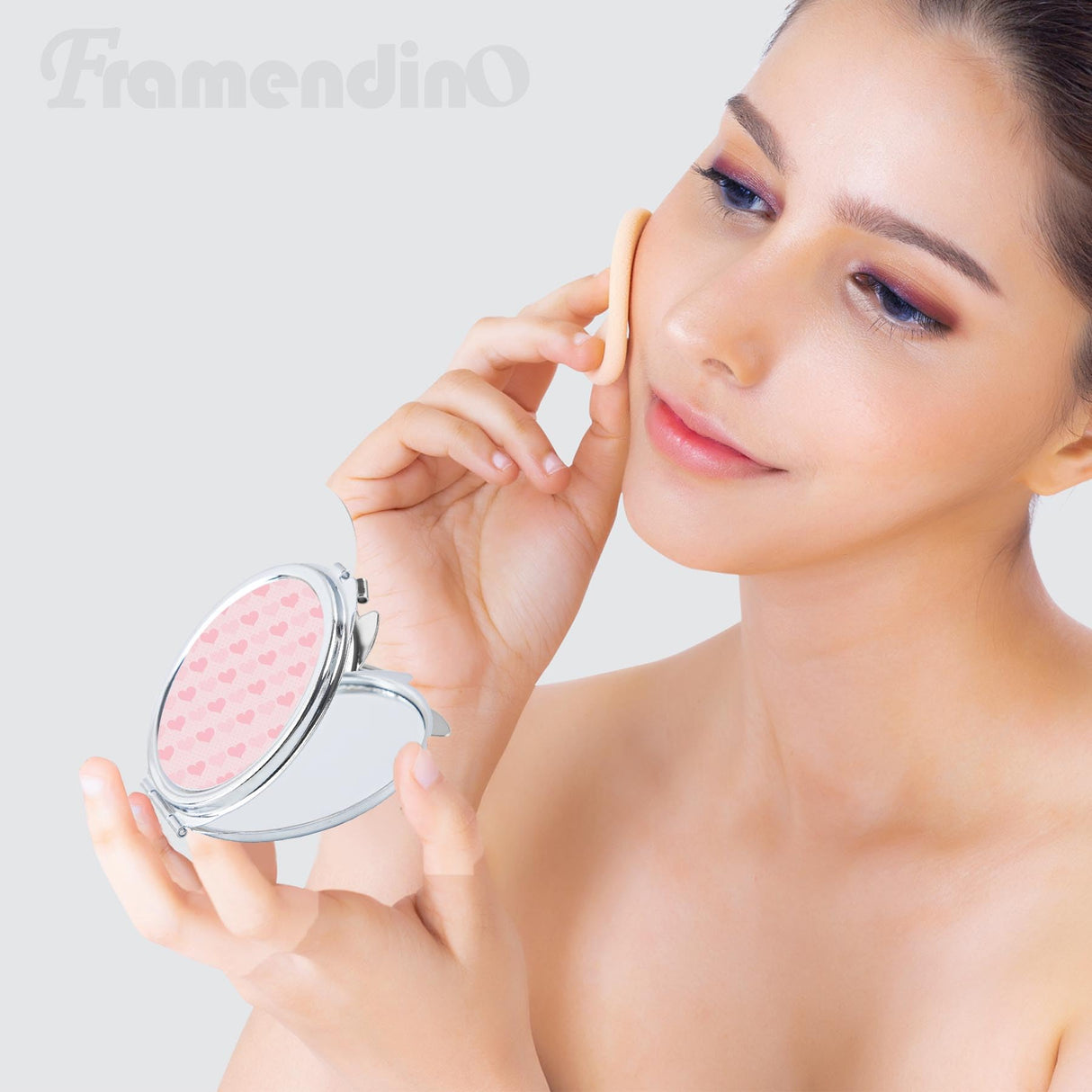 Framendino, 12 Pack Sublimation Heart Compact Mirror Blanks Transfer Portable Pocket Cosmetic Mirrors Love Folding Travel Makeup Mirror for Women Bulk Framendino