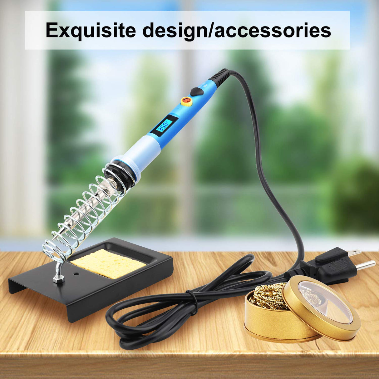 Electronics Soldering Iron Kit - 80W Digital LCD Solder Gun with ON/OFF Switch Adjustable Temperature Controlled and Fast Heating Thermostatic Design Welding Tools for DIY Welding Circuit Board (80W) SREMTCH