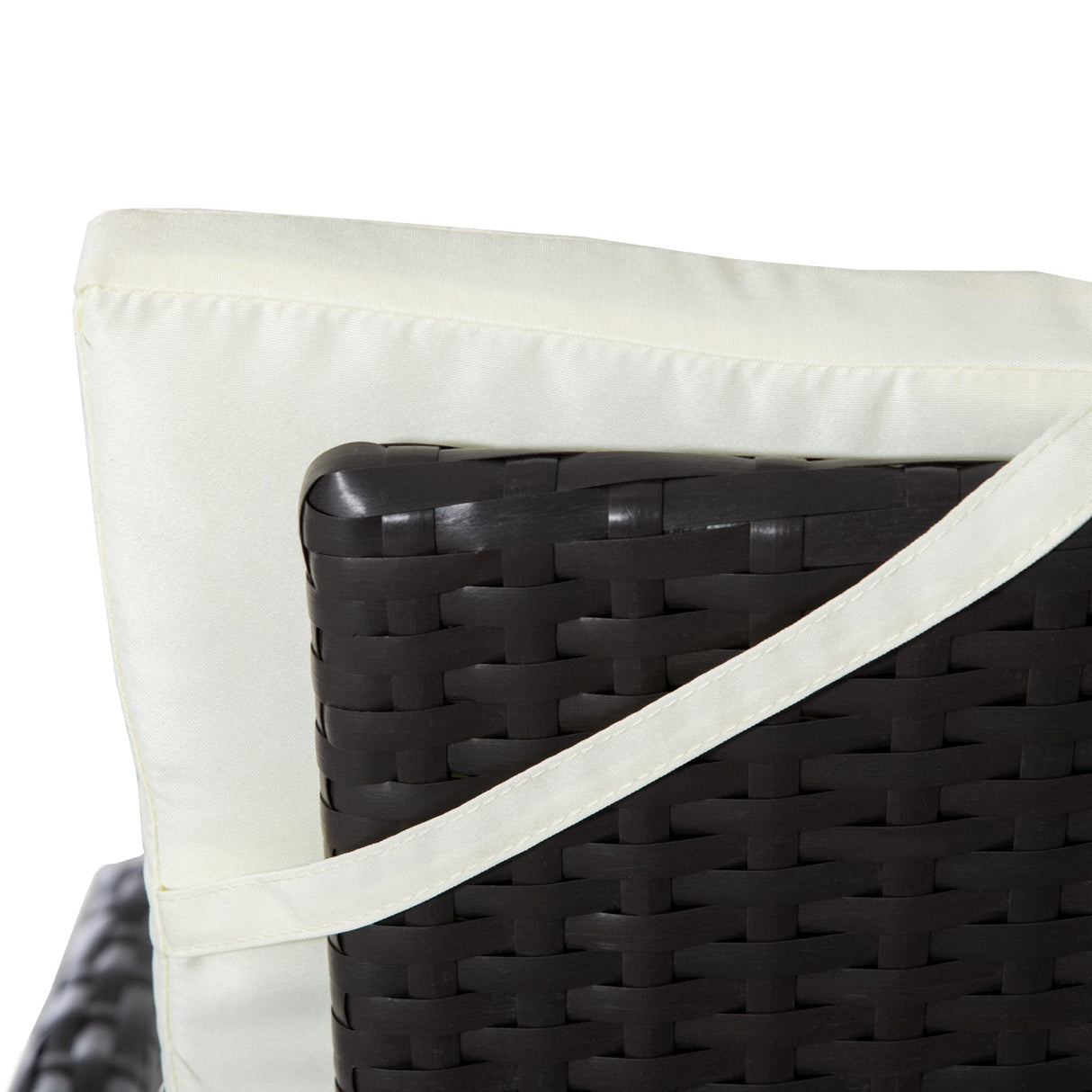 Outsunny 3 Piece Patio Bistro Set, Outdoor PE Wicker Furniture Conversation Set with Tufted Cushion Reclining Chairs & Coffee Table for Backyard, Lawn, Porch, Poolside, Balcony, Cream White Outsunny