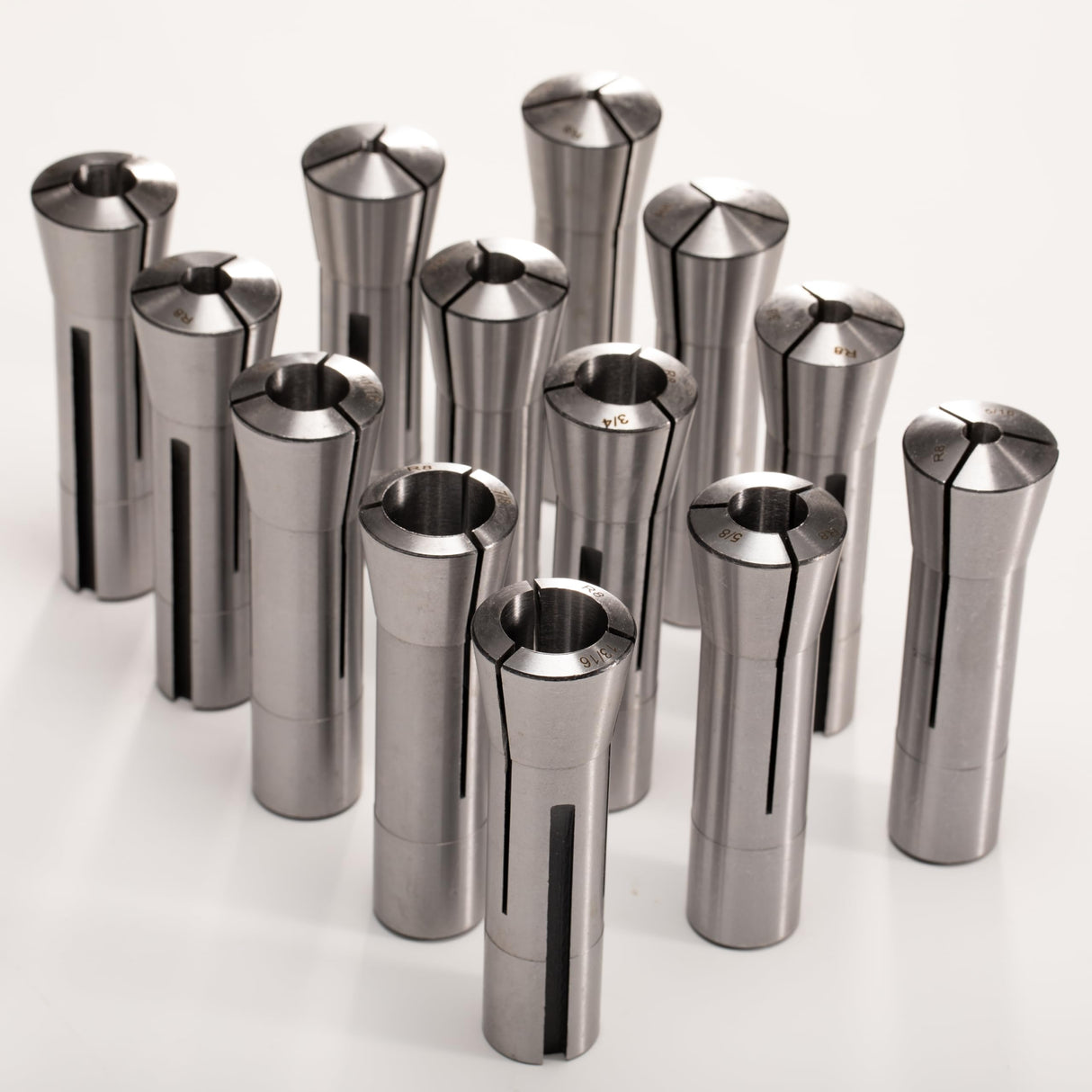 MACHALLY Precision R8 Collet Set, 13pcs, 1/8" to 7/8" Carbon Steel, Mill Collet Set, 0.0006" TIR, 7/16"-20 Thread, for Milling & Mill Chuck Holder MACHALLY