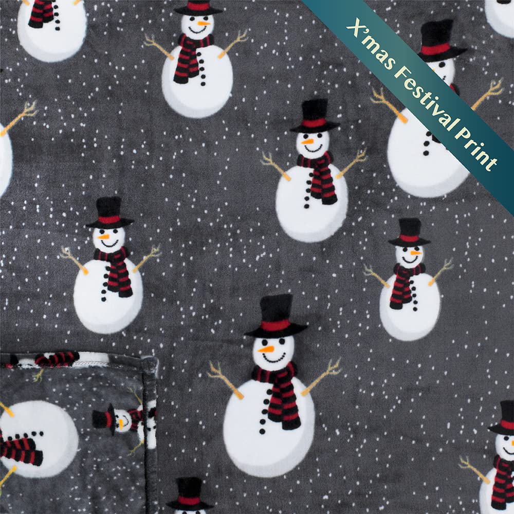 PAVILIA Christmas Snowman Throw Blanket | Grey Christmas Fleece Blanket | Soft, Plush, Warm Winter Cabin Throw, 50x60 (Grey Snowman) PAVILIA