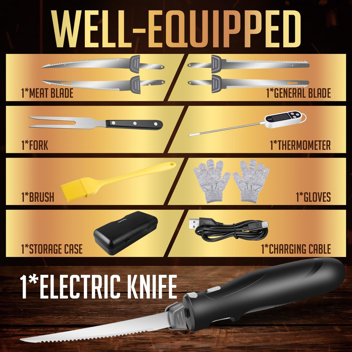 Cordless Rechargeable Electric Knife Easy Slice and Assemble with Storage Case, Wireless Serrated Edge Blades Slicer Set with Ergonomic Handle and Safety Lock for Turkey, Meat, Sourdough, Ribs, Fillet and Foam Royalsellpro