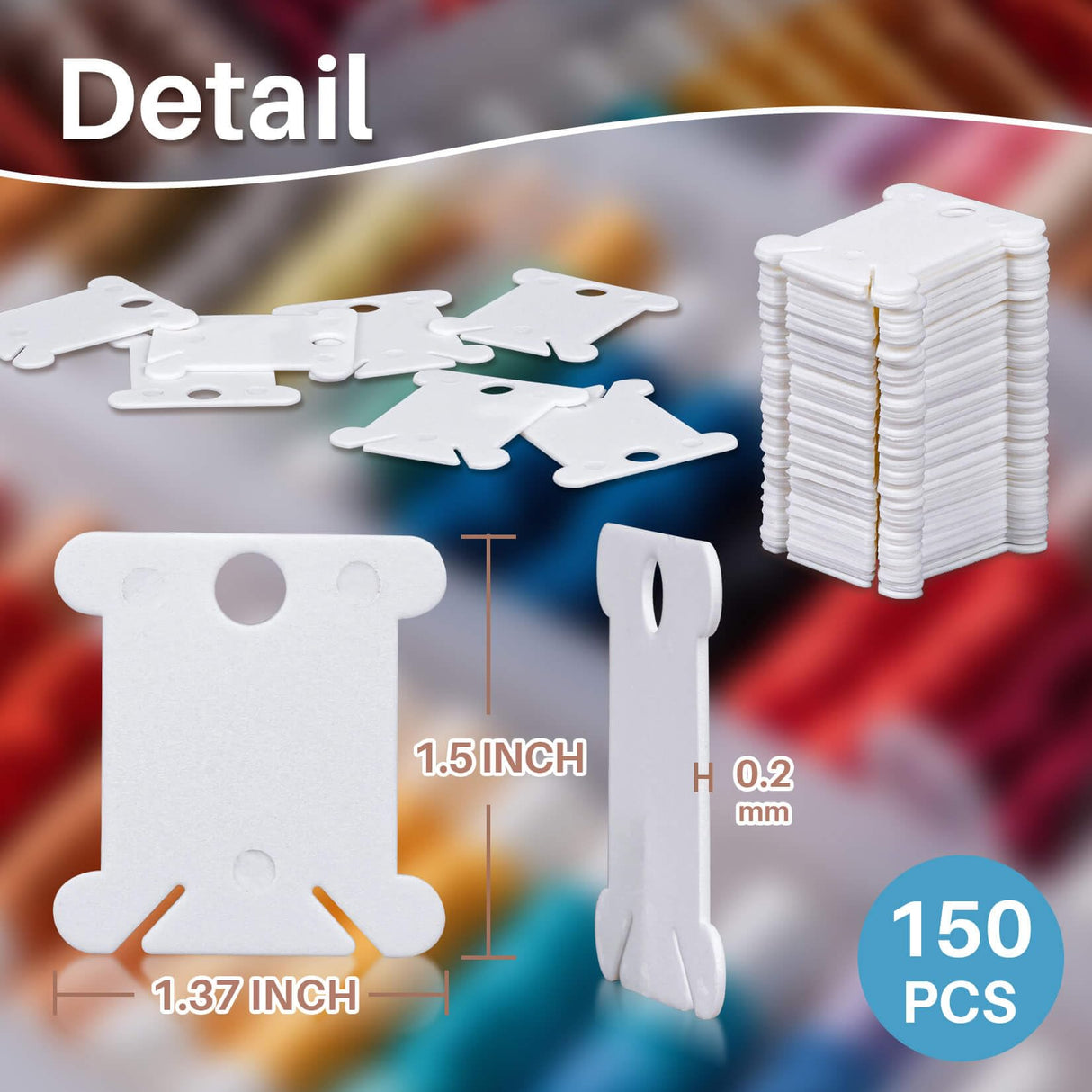 150PCS RAINFLOW Plastic Embroidery Floss Bobbins - White Embroidery Floss Organizer for Cross Stitch Yarn Bobbin Winder for Sewing Thread Storage Embroidery Needlework Supplies RAINFLOW