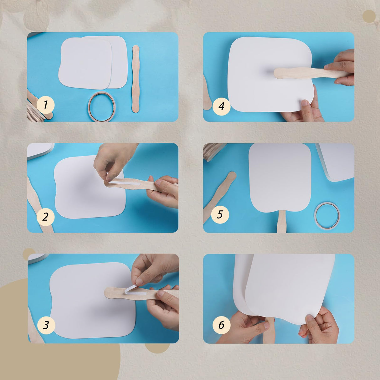 25 Sets Church Fans Handheld DIY Paper Fans Sublimation Blank Fans Wooden Sticks for Church Parties School Activities 7.1×6.3inches choyaxo