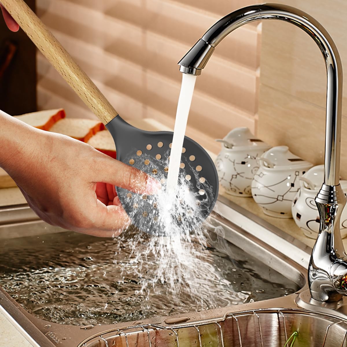 Silicone Cooking Utensils Kitchen Utensil Set - 446°F Heat Resistant Silicone Kitchen Utensils Set, Spatula,Turner Tongs, Spoon, Brush, Whisk,Kitchen Gadgets for Nonstick Cookware, BPA Free (Gray) oannao