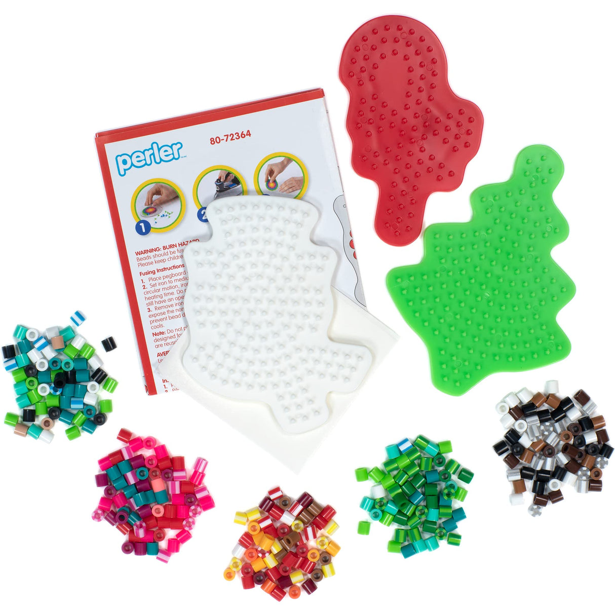Perler Christmas Fuse Bead Craft Kit with 13 Patterns, Multicolor, Small, 2005 Piece Perler