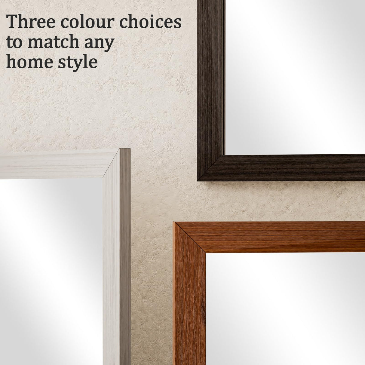 VooBang Wood Frame Door Mirror, 18" x 48" Over The Door Mirror Full Length, Full Body Mirror Door Hanging with Height-Adjustable Hangers for Dorm, Closet and Dressing Room, Charcoal Burnt VooBang