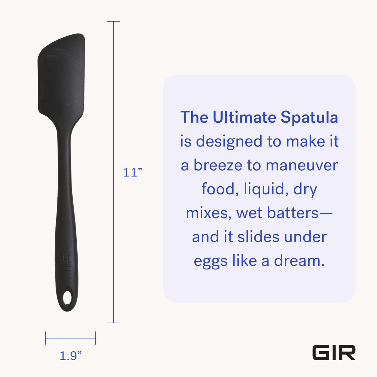 Get It Right Premium Silicone Spatula | Heat Resistant up to 550°F | Seamless, Nonstick Kitchen Spatulas for Cooking, Baking, and Mixing | Ultimate - 11 IN, Black GIR