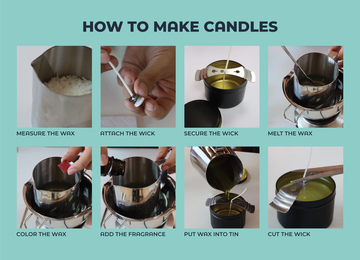 VViViD Candle Wick Base 260 pcs, DIY Candle Making Metal Sustainer Tabs, in A Wax Melting Bag VViViD